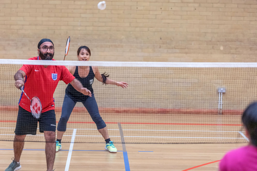 People playing badminton