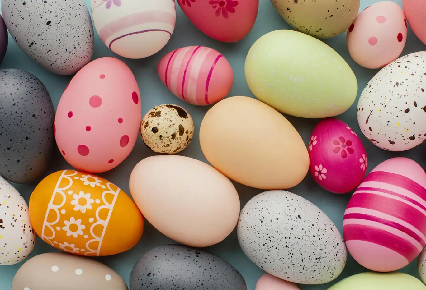Brightly coloured painted Easter eggs