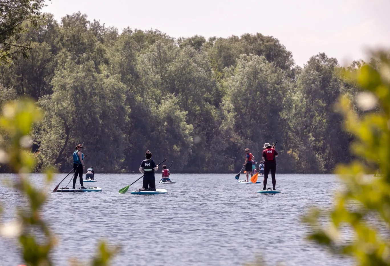 paddle boarders on the water at Waterbeach