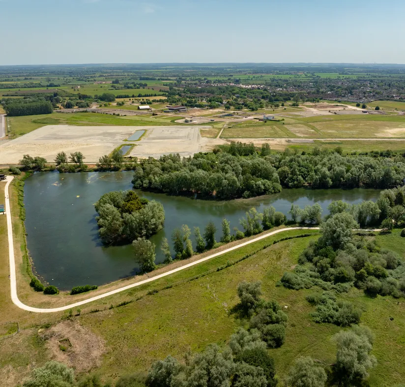Lake and runway habitat aerial view